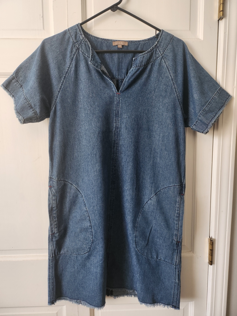 Lilla P Denim Shift Mini Dress in Medium Blue